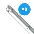 Multipack 8x Noxion LED Waterproof Batten Housing Poseidon V2.0 | Suitable for 2x120cm LED Tube