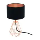 Eglo Table Lamp Carlton 2 Steel Copper Black | IP20 - Suitable for 1x E14 