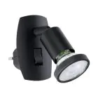 Eglo Wall Light Parrini Lamp with Plug Black 4.5W 345lm - 830 Warm White | IP20 - Incl. 1x GU10